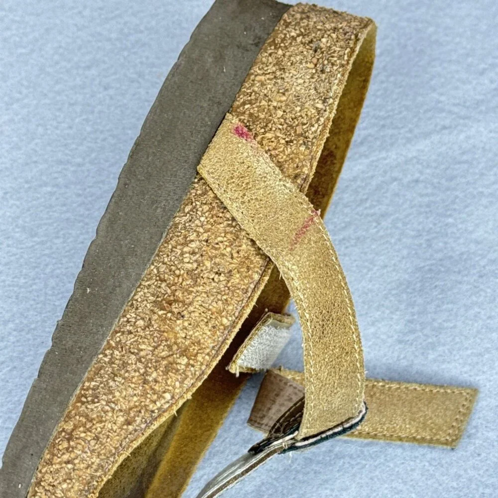 NAOT Aspen Leather Sandals Wedge Cork Gold Metallic Rhinestones EU 38 US 7 - 7.5 - Picture 9 of 16